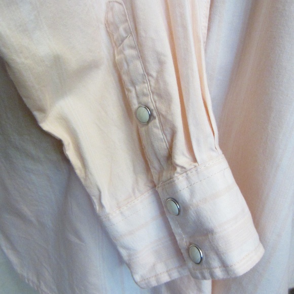 Wrangler Retro Women's Peach Stripped Long Sleeve Pearl Button Western Blouse - Picture 3 of 5